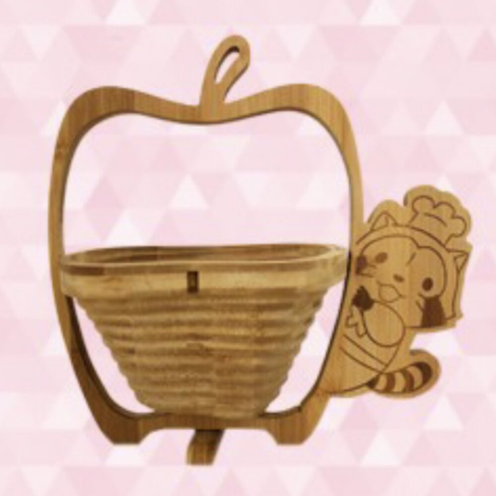 New Official Rascal the Raccoon Kitchen Foldable Wooden Basket Japan